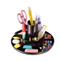 Universal Rotary Desk Organizer, 11 Compartments, Plastic, 8.75 in. Diameter x 5.38 in. h, Black UNV08151